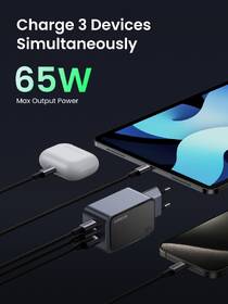 Nabíjačka do siete UGREEN Nexode S 65W 2xUSB-C, 1xUSB-A, GaN sivá

 obrázok produktu 5 z 14
