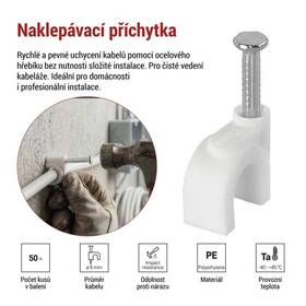Káblový klip EMOS 8MM, 50KS biely

 obrázok produktu 1 z 8