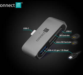 Čítačka pamäťových kariet Connect IT CompactPRO + USB hub 

 obrázok produktu 5 z 7
