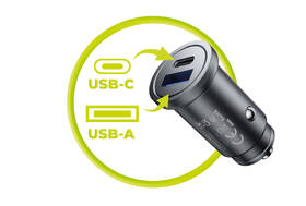 Adaptér do auta Mobile Origin Metal 30W, 1x USB-C,1x USB-A čierny

 obrázok produktu 6 z 11