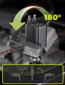Adaptér do auta Mobile Origin 4in1 50W CA28 - USB-C + USB-A, USB-C, Lightning kábel sivý

 obrázok produktu 7 z 10