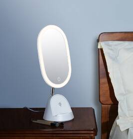 Stolná lampička IMMAX LED kozmetické zrkadlo FACE 3v1, stojan s Qi nabíjaním 18W biela

 obrázok produktu 11 z 15