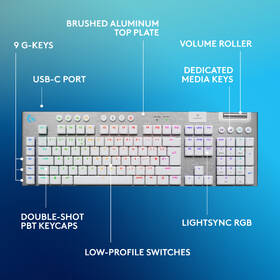 Klávesnica Logitech G915 X Lightspeed Wireless, US layout biela

 obrázok produktu 5 z 11
