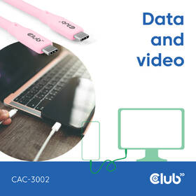 Kábel Club3D USB-C 4.0, 20Gbps, 4K60Hz, PD 240W, 2m ružový

 obrázok produktu 3 z 3