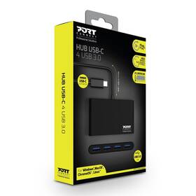 USB Hub PORT CONNECT USB-C, 4x USB 3.0 čierny

 obrázok produktu 4 z 4