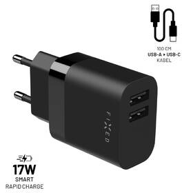 Nabíjačka do siete FIXED 17W Smart Rapid Charge, 2x USB + USB-C kábel 1m čierna

 obrázok produktu 1 z 7