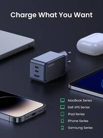 Nabíjačka do siete UGREEN Nexode S 65W 2xUSB-C, 1xUSB-A, GaN sivá

 obrázok produktu 10 z 14