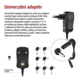 Sieťový adaptér EMOS 600mA s hrebienkom, pulzný 

 obrázok produktu 2 z 4