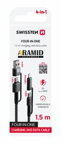 Kábel Swissten ARAMID REINFORCED 4v1, USB-C/USB, USB-C/Lightning, 1,5 m 

 obrázok produktu 3 z 3