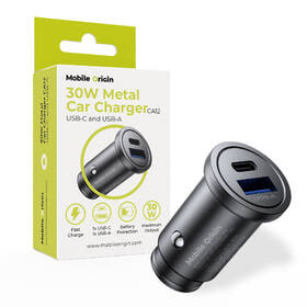 Adaptér do auta Mobile Origin Metal 30W, 1x USB-C,1x USB-A čierny

 obrázok produktu 11 z 11