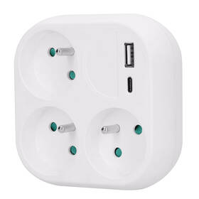 Rozbočovacia zásuvka Solight 3x16A, USB A+C rychlonabíječka 20W biela

 obrázok produktu 2 z 5