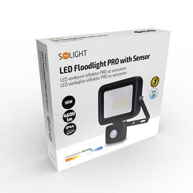 Reflektor Solight PRO so senzorom, 50W, 4600lm, 5000K, IP44 čierny

 obrázok produktu 4 z 4