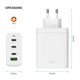 Nabíjačka do siete FIXED GaN, 3xUSB-C, 1xUSB-A, PD 3.0, 120W biela

 obrázok produktu 10 z 11