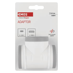 Rozbočovacia zásuvka EMOS 2x zásuvka, 1x USB, 1x USB-C sivá/biela

 obrázok produktu 4 z 5