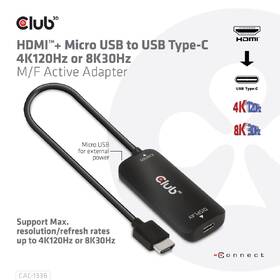 Redukcia Club3D HDMI + micro USB/USB-C 4K120Hz/8K30Hz 

 obrázok produktu 4 z 8