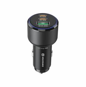 Adaptér do auta Swissten 2x USB-C PD + USB-A, 95W + USB-C kábel 1m čierny

 obrázok produktu 1 z 3