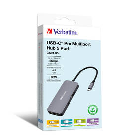 USB Hub Verbatim USB-C Pro Multiport 5 Port strieborný

 obrázok produktu 4 z 4