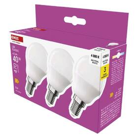 LED žiarovka EMOS Classic mini globe, 4,2 W, 470lm, E14, neutrálna biela, 3 ks 

 obrázok produktu 2 z 3