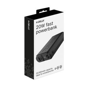 Powerbank Celly 20000 mAh 20 W, Power Delivery, USB-C/USB-A čierna

 obrázok produktu 2 z 2