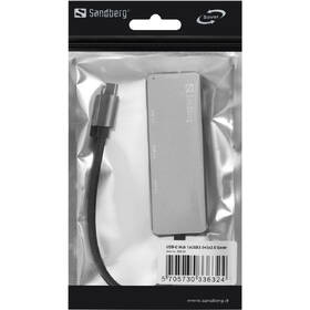USB Hub Sandberg USB-C HUB, 1x USB 3.0 a 3x USB 2.0 sivý

 obrázok produktu 3 z 3