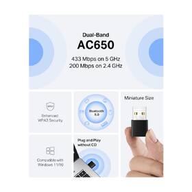 Wi-Fi adaptér Mercusys MA20NB, AC650 Nano Wi-Fi Bluetooth čierny

 obrázok produktu 3 z 8