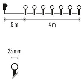 Vianočné osvetlenie EMOS 40 LED cherry reťaz - guličky 2,5 cm, 4 m, vonkajšie aj vnútorné, studená biela, časovač 

 obrázok produktu 7 z 8