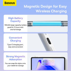 Stylus Baseus Smooth Writing 2 s LED indikátormi stavu batérie (aktívne + pasívne) biely

 obrázok produktu 12 z 16