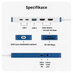 USB Hub HyperDrive Flex 9 Port Dual 4K HDMI USB-C biely/modrý

 obrázok produktu 5 z 6