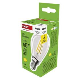 LED žiarovka EMOS Filament mini globe, 5,9 W, 806lm, E14, neutrálna biela 

 obrázok produktu 2 z 3