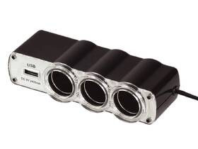 Adaptér do auta WG 3x 12V + USB s predĺžením čierny

 obrázok produktu 1 z 1
