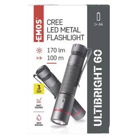 Lampáš EMOS Ultibright 60, P3160, 170lm, 1xAA sivá

 obrázok produktu 10 z 11