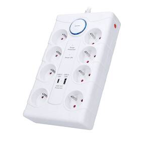 Prepäťová ochrana Solight 8x zásuvka, USB A + C, 2m biela

 obrázok produktu 1 z 6