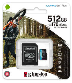 Pamäťová karta Kingston MicroSDXC 512GB UHS-I U3 (170R/90W) + adaptér 

 obrázok produktu 2 z 2