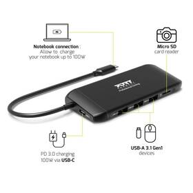 Dokovacia stanica PORT CONNECT 8v1 DUAL SCREEN, HDMI, VGA, 3xUSB-A, RJ-45, TF, SD čierna

 obrázok produktu 7 z 9