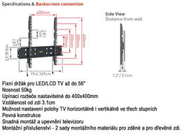 Držiak na TV Mascom 30 Profi, fixní, pro úhlopříčky 19"-65", nostnost do 50kg čierny

 obrázok produktu 2 z 2