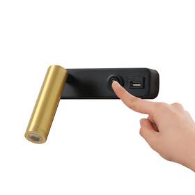 Nástenné svietidlo IMMAX GOAL LED, vypínač, USB, 3W čierne/zlaté

 obrázok produktu 3 z 8