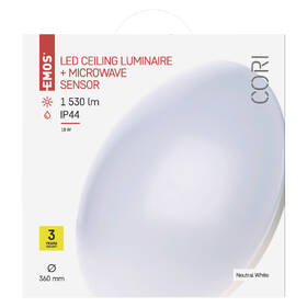 LED stropné svietidlo EMOS Cori, kruh, 18W, neutrálna biela, pohybové čidlo biele

 obrázok produktu 6 z 6