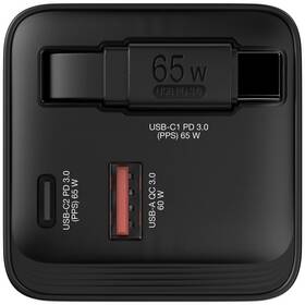 Cestovný adaptér Verbatim GaN s kabelem 65W, 2x USB-C PD, 1x USB QC čierny

 obrázok produktu 2 z 4
