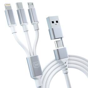Kábel 3mk Hyper 3in1 USB-A/USB-C na USB-C/microUSB/Lightning, 1,5m biely

 obrázok produktu 1 z 10