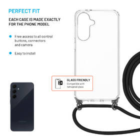Kryt na mobil FIXED Pure Neck s čiernou šnúrkou na krk na Samsung Galaxy A36 5G priehľadný

 obrázok produktu 2 z 4