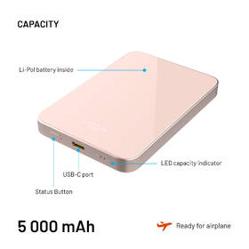 Powerbank FIXED MagZen 5 Crystal s Qi2 a MagSafe, 5000 mAh ružový

 obrázok produktu 6 z 11