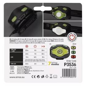 Čelovka EMOS P3536, COB LED + LED, 220 lm, 100 m, 3x AAA 

 obrázok produktu 10 z 10