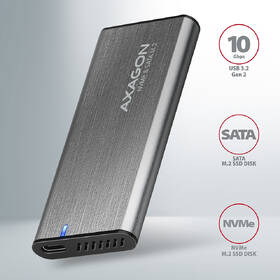 Externý rámček Axagon RAW box USB-C 3.2 Gen 2, M.2 NVMe & SATA SSD strieborný

 obrázok produktu 1 z 9