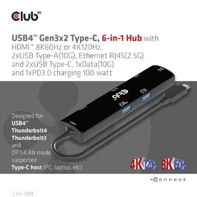 USB Hub Club3D USB-C/1x HDMI, 2x USB-A, 1x RJ45, 2x USB-C, 1x Data, 1x PD3.0 100 W 

 obrázok produktu 2 z 10