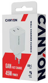 Nabíjačka do siete Canyon GaN 2xUSB-C 45 W biela

 obrázok produktu 5 z 5