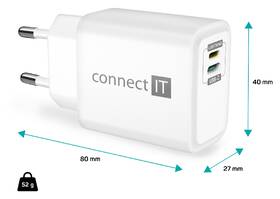 Nabíjačka do siete Connect IT 1x Lightning + 1×USB-C, 20W + kabel Lightning/USB-C biela

 obrázok produktu 4 z 6