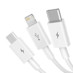 Kábel Baseus Superior 3v1 USB/microUSB+Lightning+USB-C, 3,5A, 1,5m biely

 obrázok produktu 1 z 4