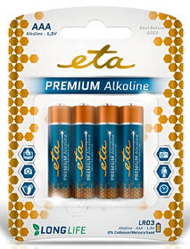 Batéria alkalická ETA ALKALINE AAA, LR03, blister 4ks 

 obrázok produktu 1 z 1