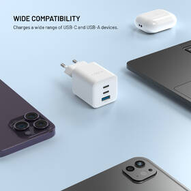 Nabíjačka do siete FIXED Mini GaN, PD, 65W, 2xUSB-C/USB-A biela

 obrázok produktu 2 z 9