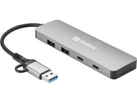 USB Hub Sandberg USB-C/A, 2× USB-A + 2× USB-C strieborný

 obrázok produktu 1 z 3